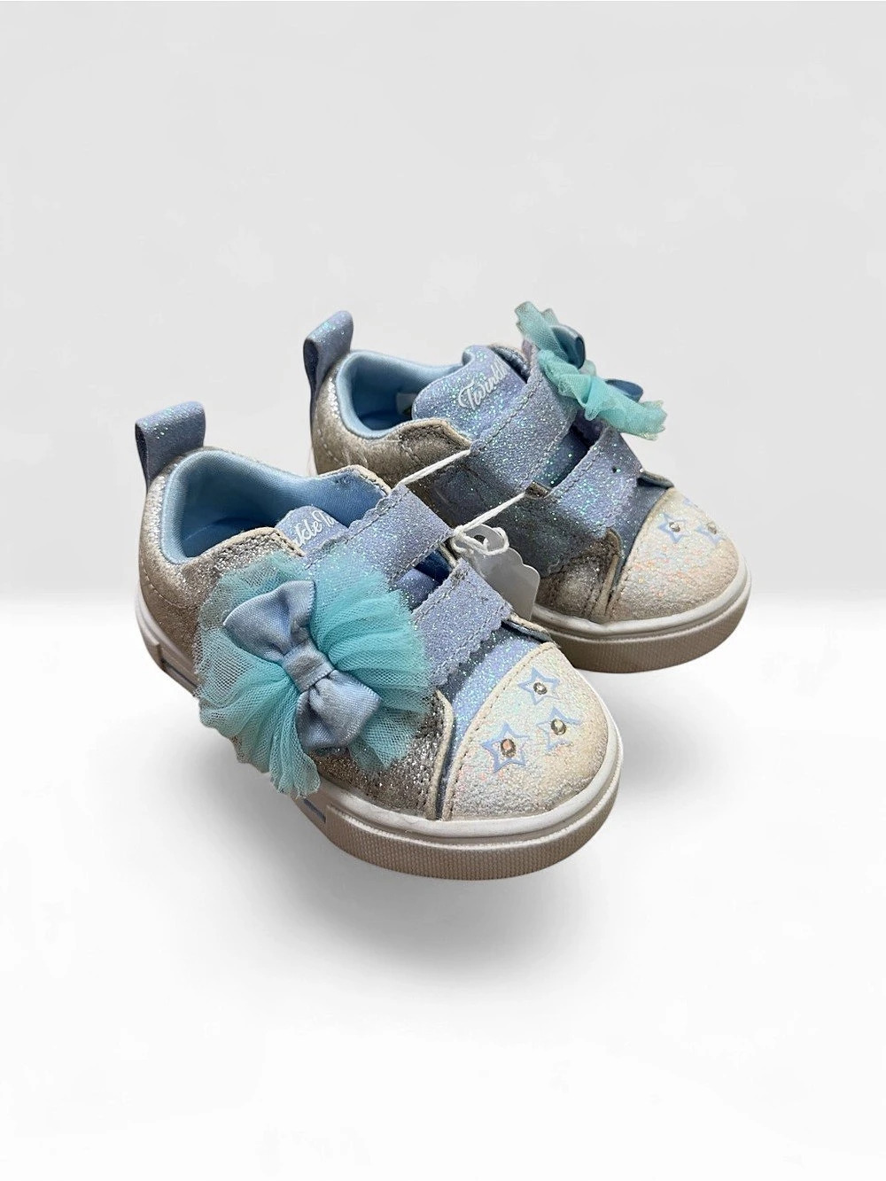 Skechers Twinkle Toes Twi-Lites 2.0 Sweetie Bow Girls Sneakers Blue & Silver
